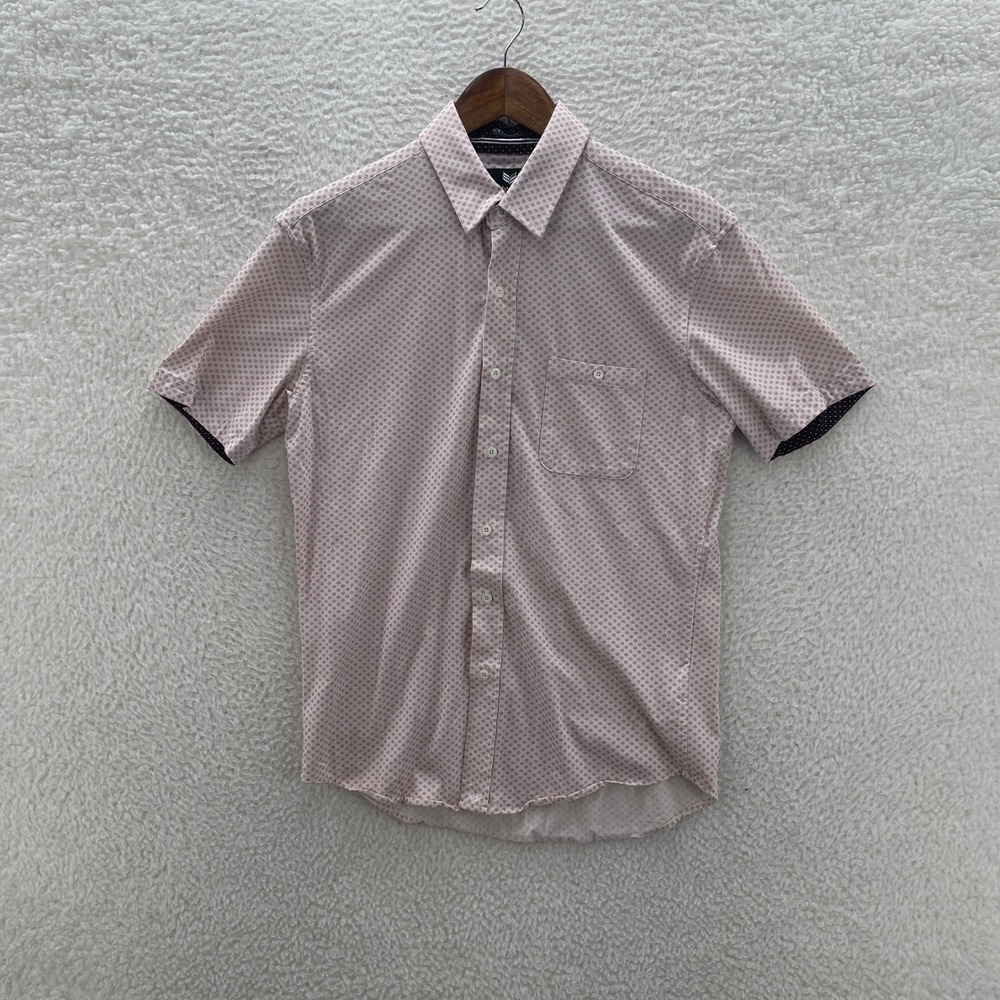 Buttercloth Shirt Men M Red White Icy Cotton Slim Fit Short Sleeve Preppy Floral